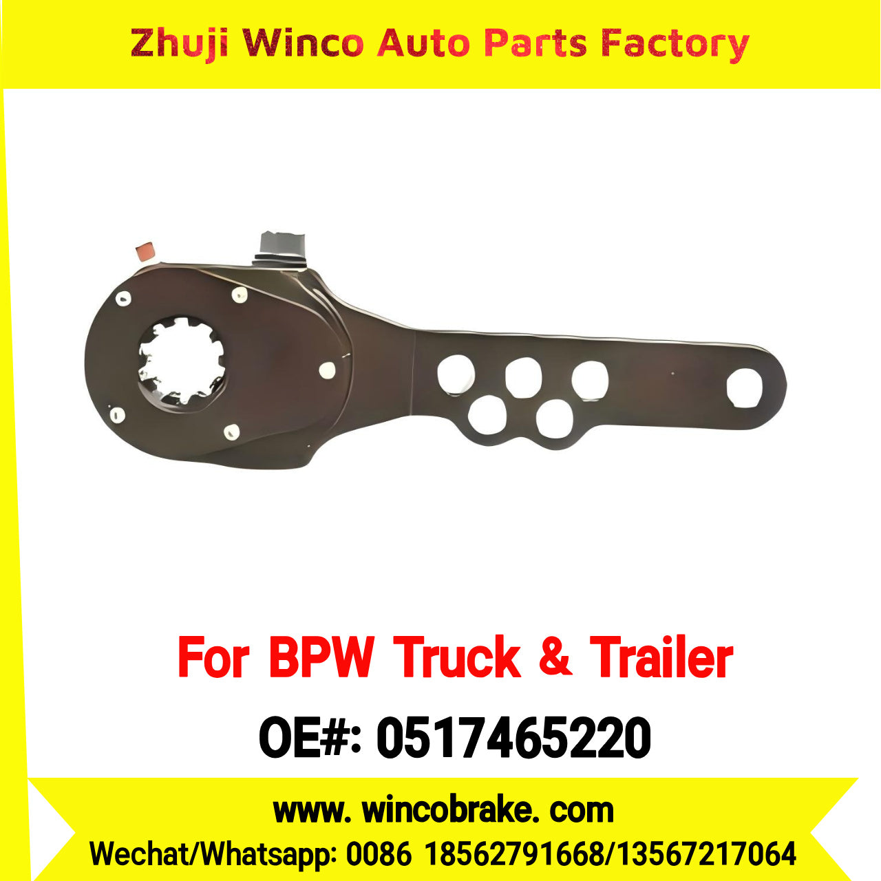 Winco OEM 0517465220 BPW Truck & Trailer Brake Adjuster 6-Hole 10-Tooth 100001760 Slack Adjuster Supply