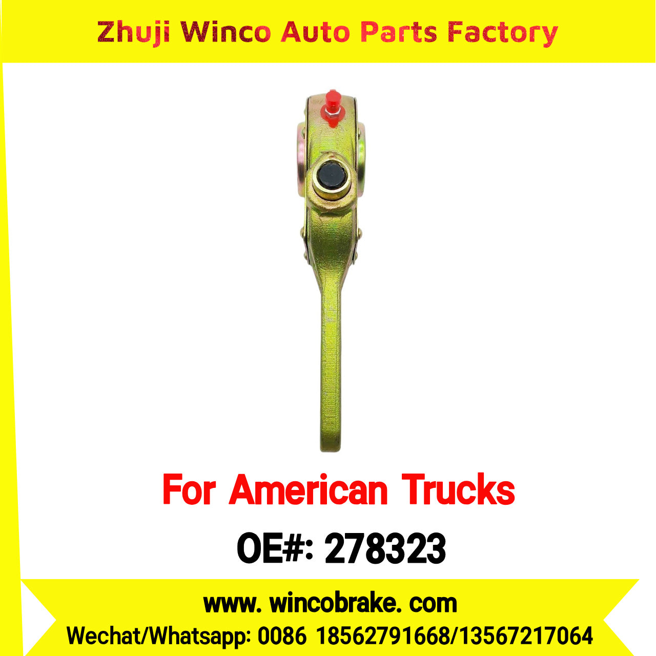 Winco OEM 278323 Manual Brake Slack Adjuster MERITOR AXLE Truck Trailer Straight 10 Spline Brake Systems Accessory American Trucks Type To Replace Haldex KN47001
