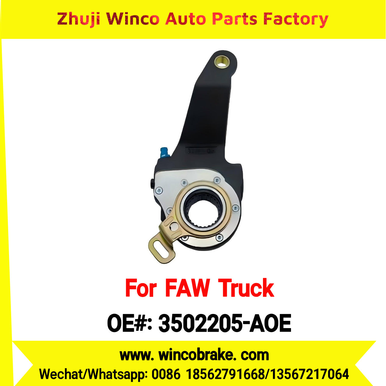 Winco OEM 3502205-AOE Automatic Slack Adjuster for Suit to China FAW J5 J5P J5M J6P JH6 Trucks Brake Systems 25 Teeth