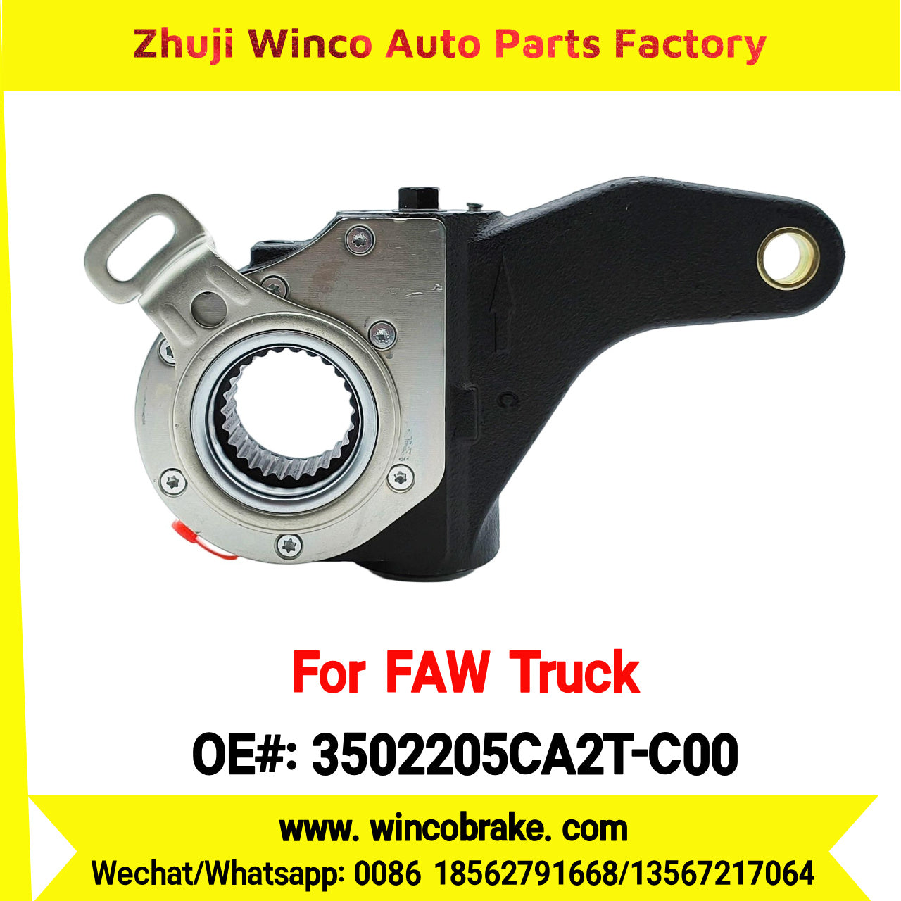 Winco OEM 3502205CA2T-C00 Automatic Slack Adjuster for Suit to China FAW J6 Trucks Brake Systems