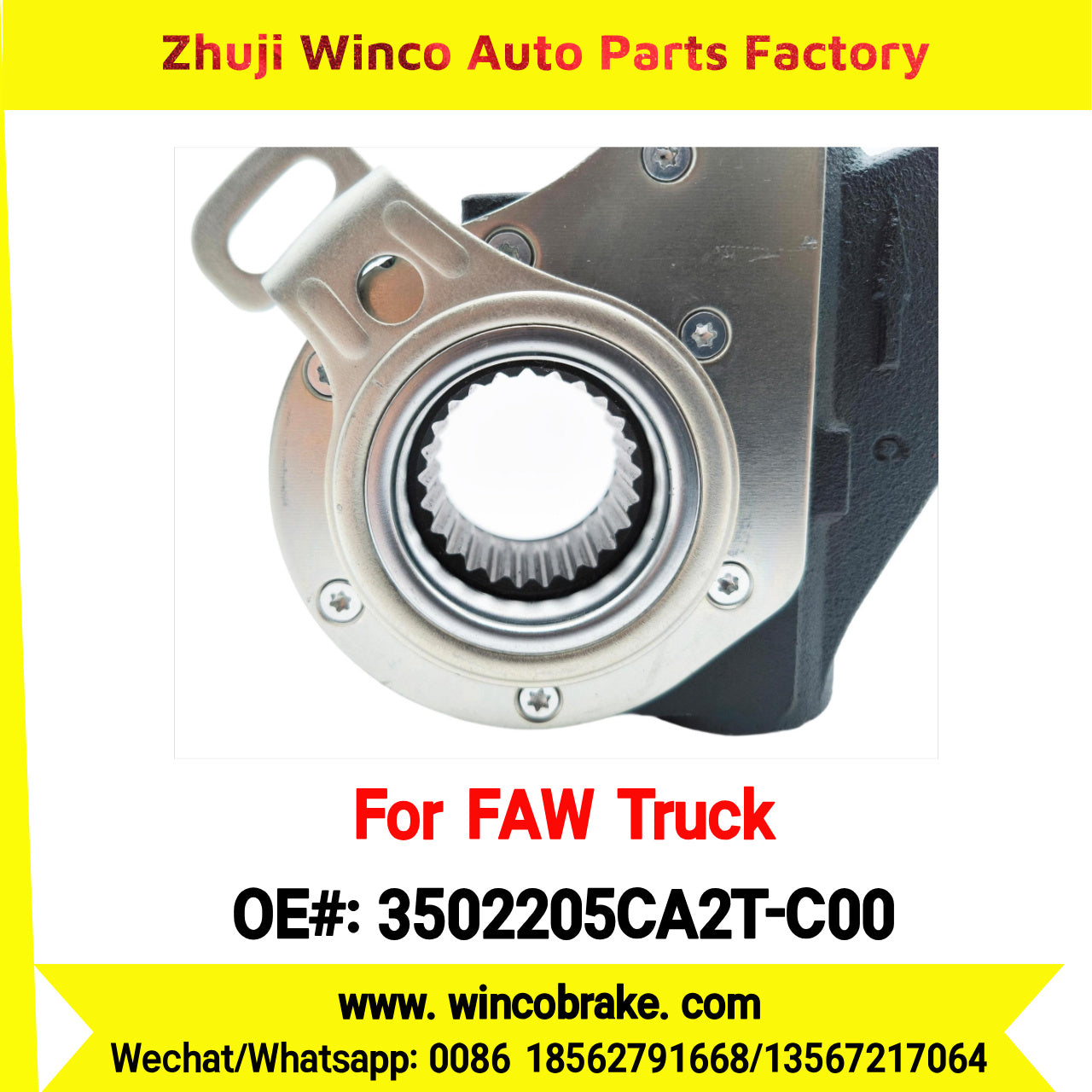 Winco OEM 3502205CA2T-C00 Automatic Slack Adjuster for Suit to China FAW J6 Trucks Brake Systems