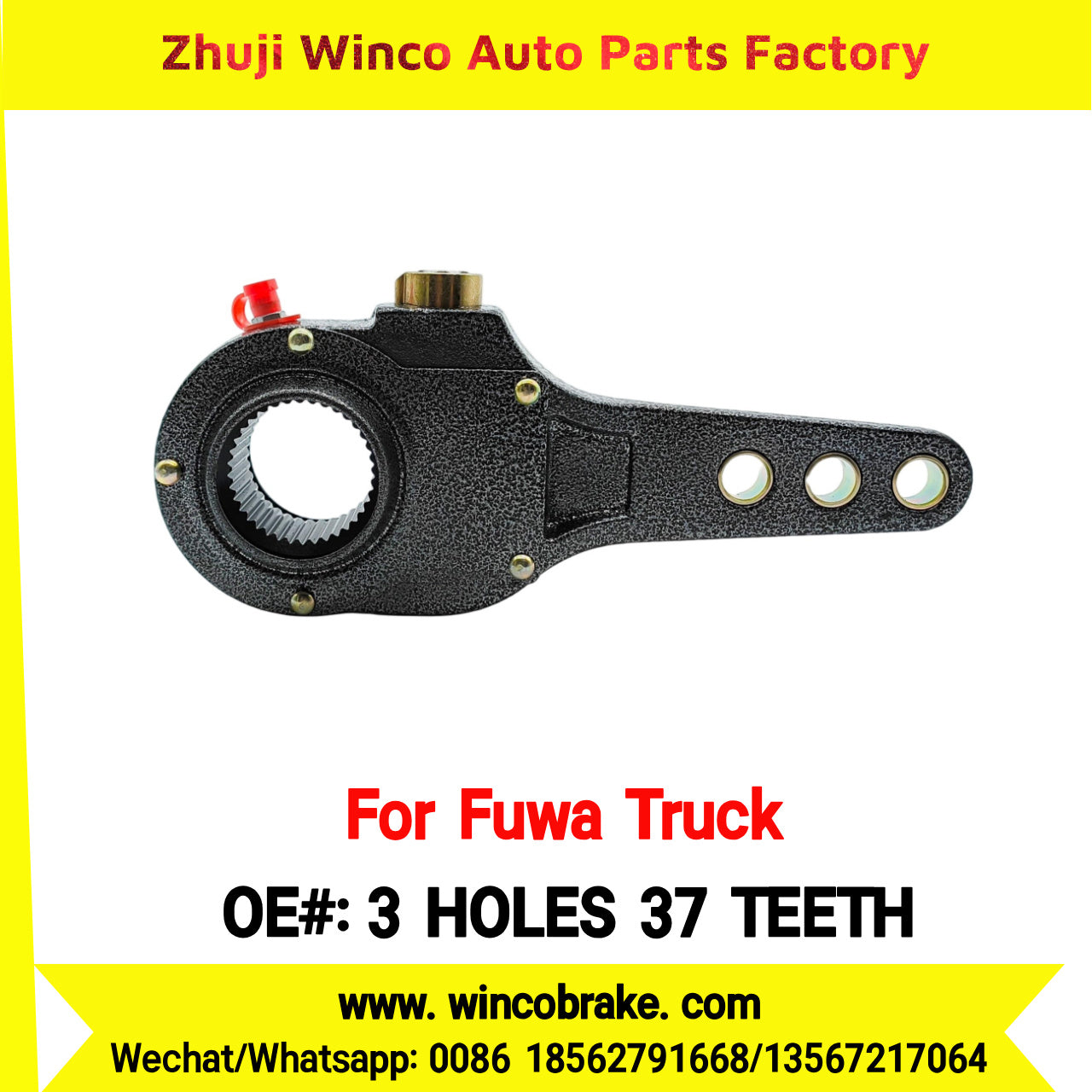 Winco OEM 3 HOLES 37 TEETH Automatic Slack Adjuster for Suit to China Fuwa Trucks Axle Front Straight 37 Teeth Brake Systems