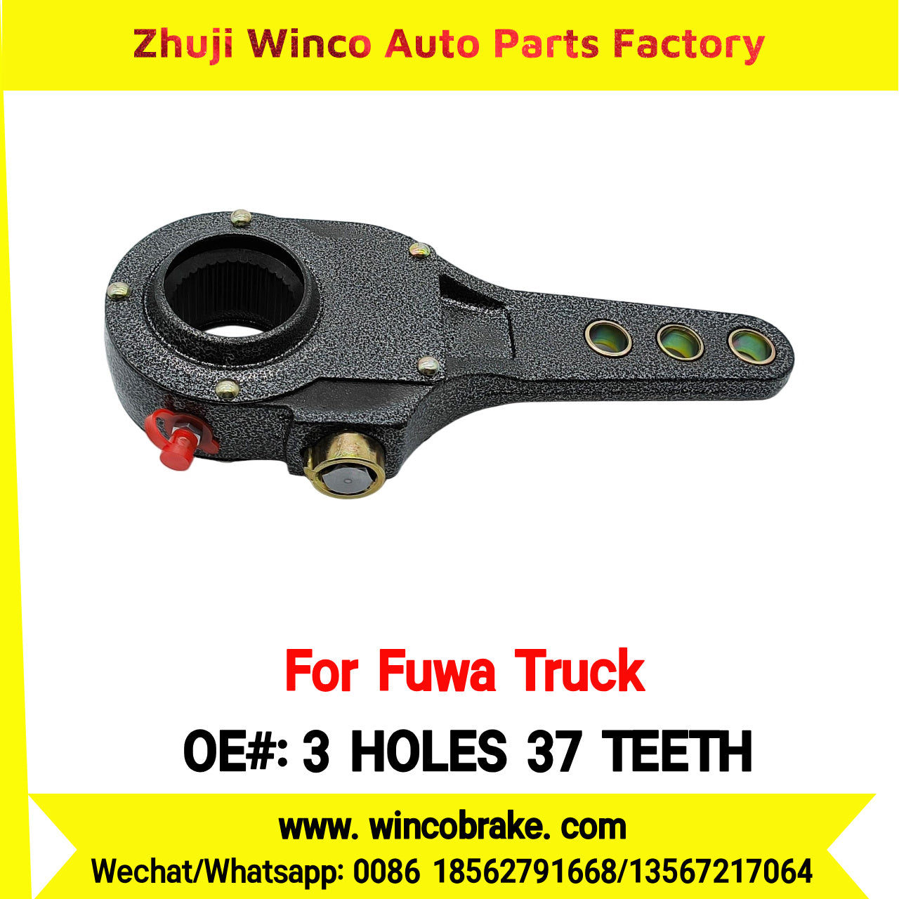 Winco OEM 3 HOLES 37 TEETH Automatic Slack Adjuster for Suit to China Fuwa Trucks Axle Front Straight 37 Teeth Brake Systems