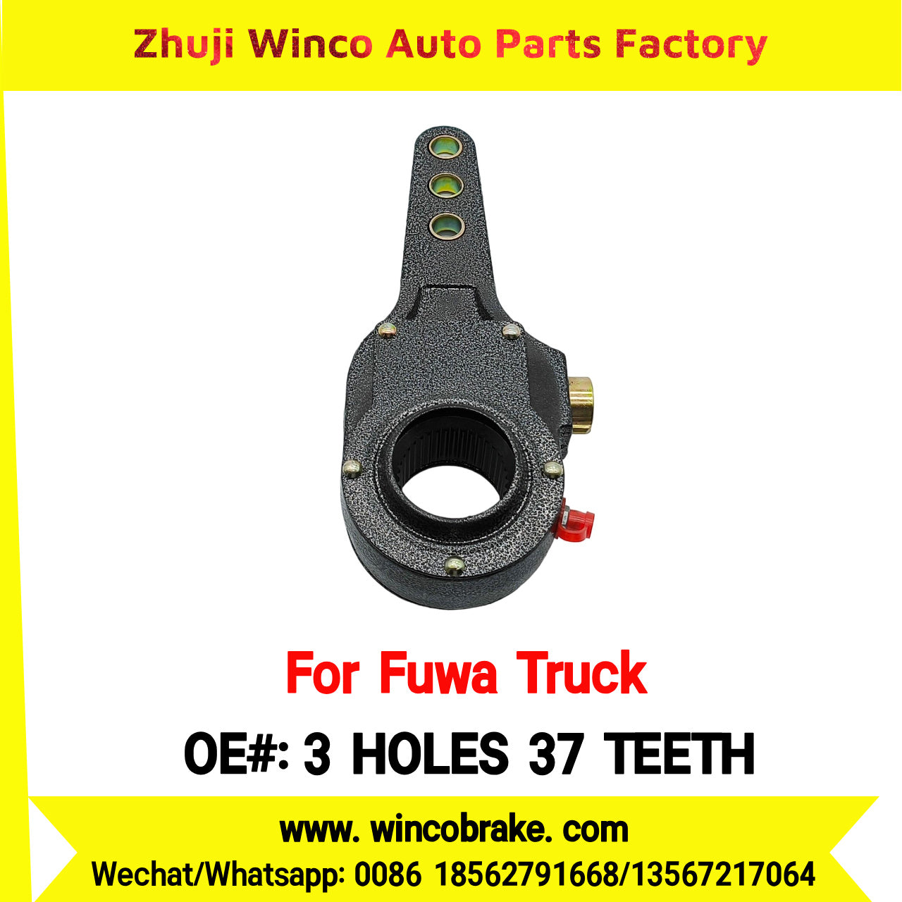 Winco OEM 3 HOLES 37 TEETH Automatic Slack Adjuster for Suit to China Fuwa Trucks Axle Front Straight 37 Teeth Brake Systems