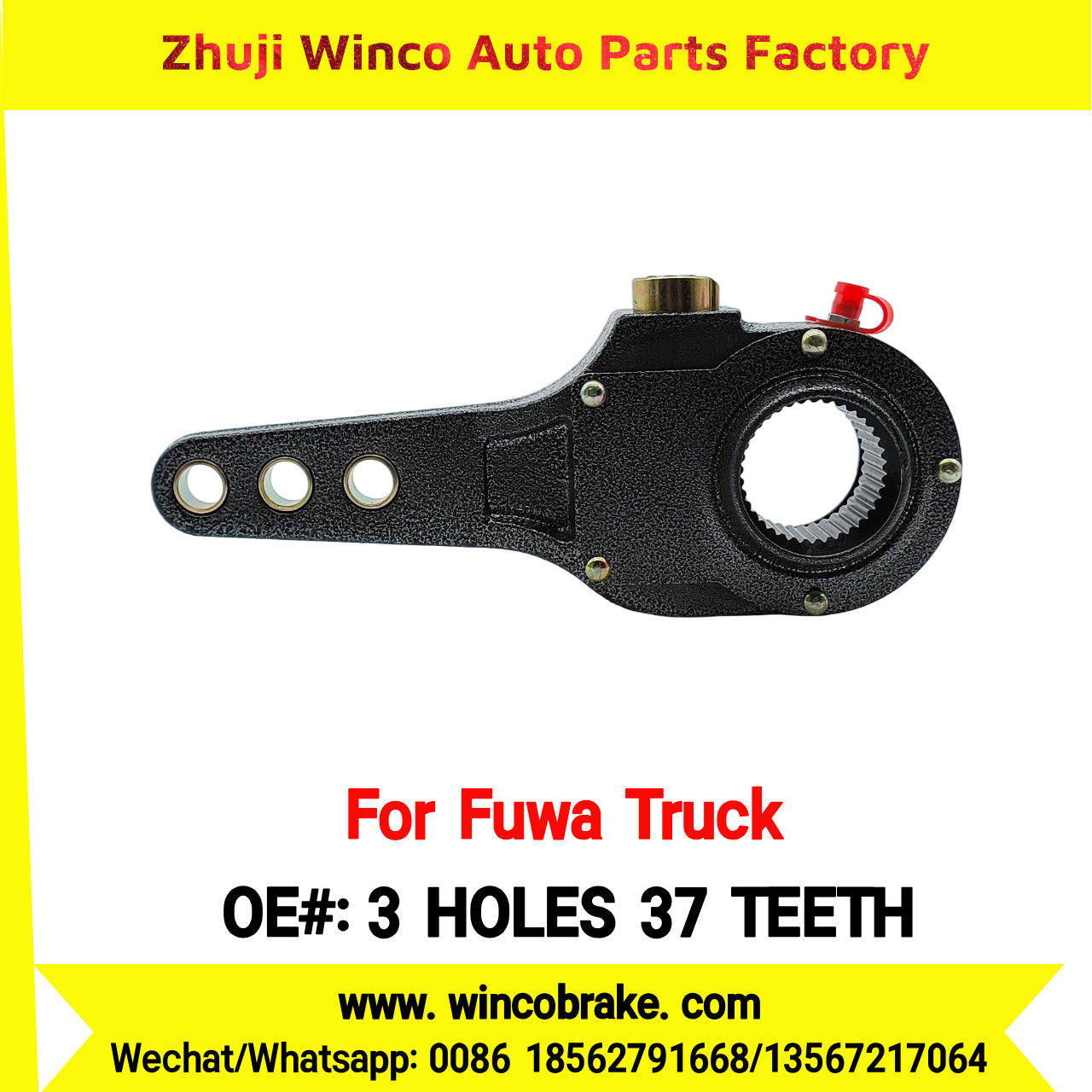 Winco OEM 3 HOLES 37 TEETH Automatic Slack Adjuster for Suit to China Fuwa Trucks Axle Front Straight 37 Teeth Brake Systems