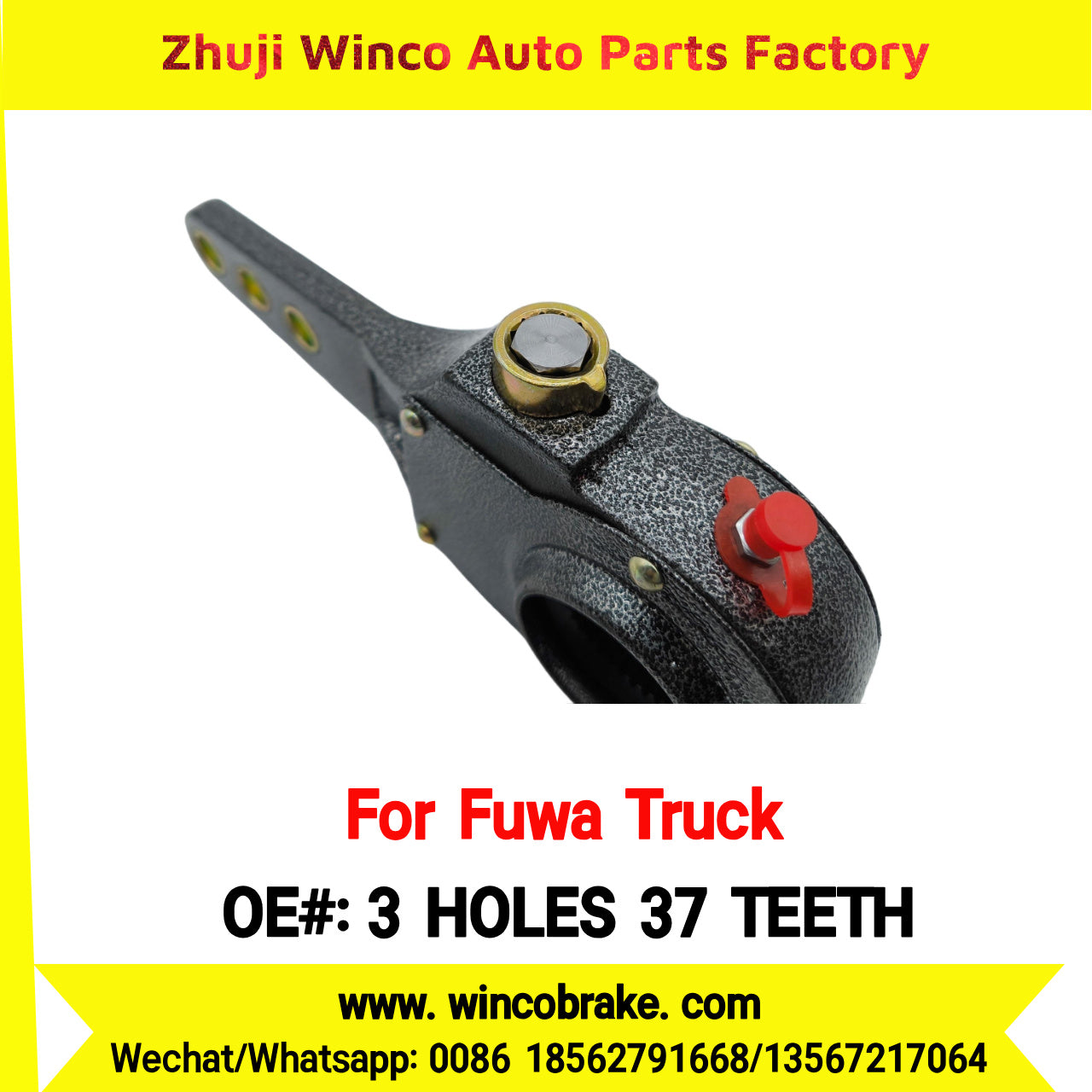 Winco OEM 3 HOLES 37 TEETH Automatic Slack Adjuster for Suit to China Fuwa Trucks Axle Front Straight 37 Teeth Brake Systems