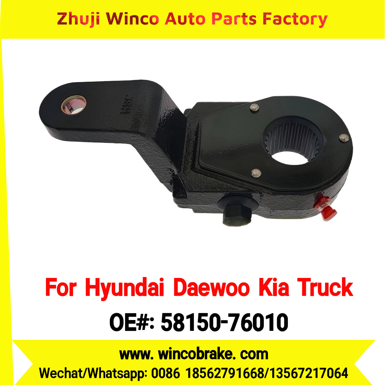 Winco OEM 58150-76010 Manual Slack Adjuster for Suit to Korea Trucks & Trailers Hyundai Daewoo Kia LH 25 Splines to Southeast Asia Market