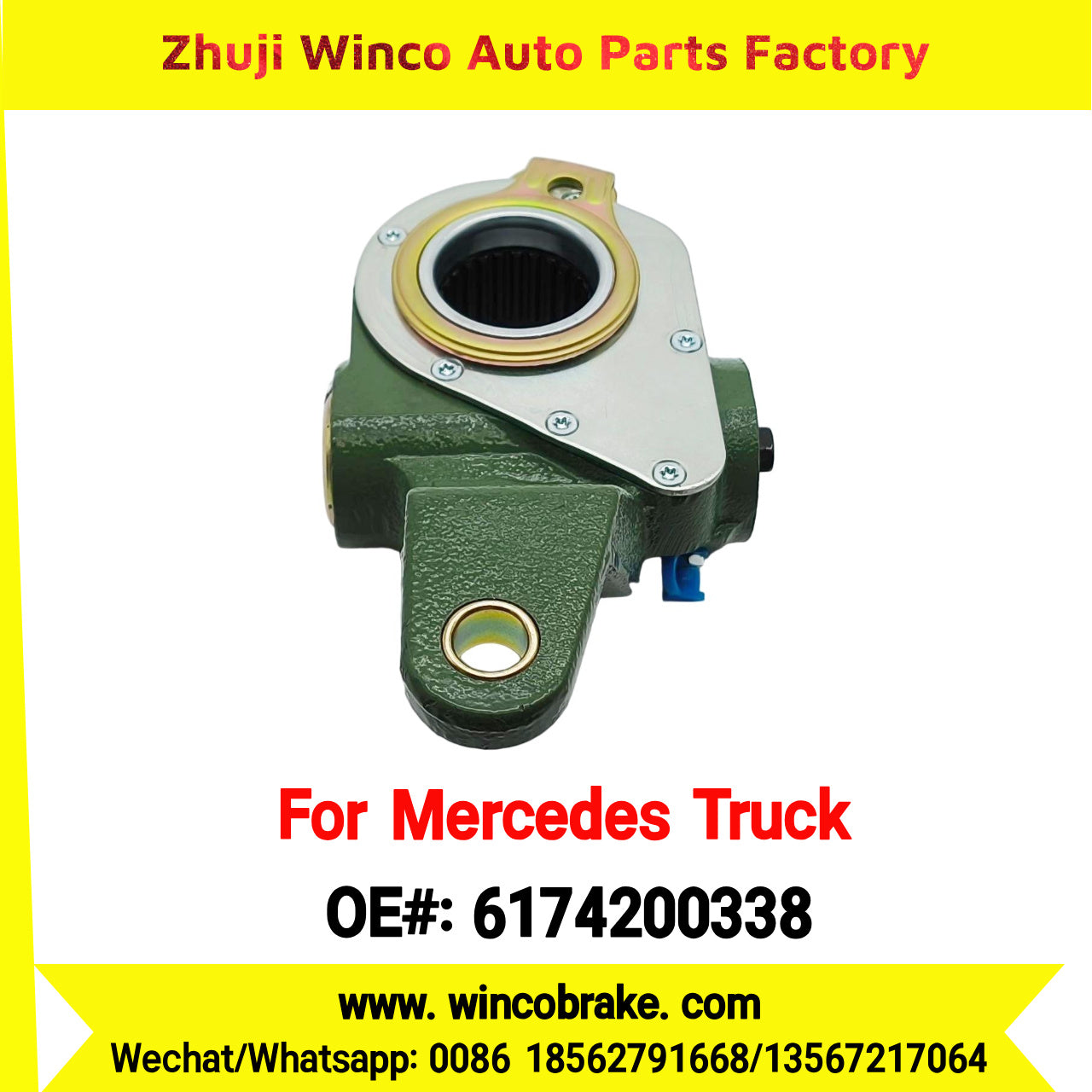Winco OEM 6174200338 Brake Adjuster for Mercedes Benz Truck Automatic Slack Adjuster Auto Parts Brake Adjusting Arm Haldex Type 1 Hole TO FIT MERCEDES Trucks LH 26 Teeth Replace Haldex 70952