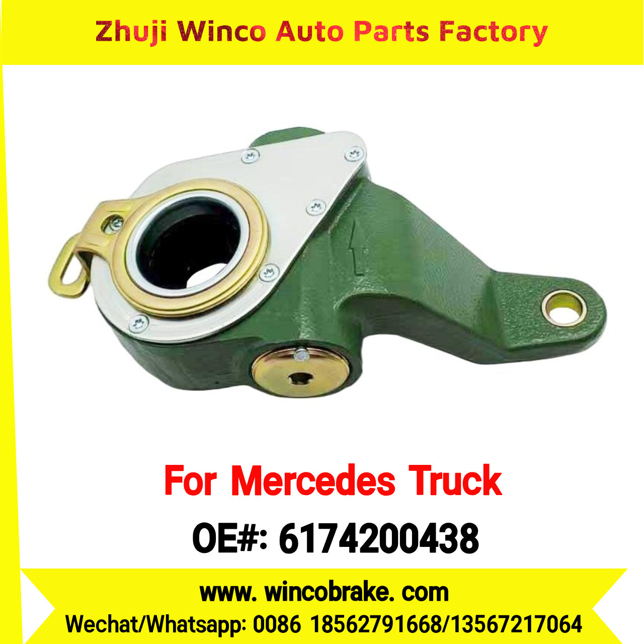 Winco OEM 6174200438 Brake Adjuster for Mercedes Benz Truck Automatic Slack Adjuster Auto Parts Brake Adjusting Arm Haldex Type 1 Hole TO FIT MERCEDES Trucks RH 26 Teeth Replace Haldex 70953