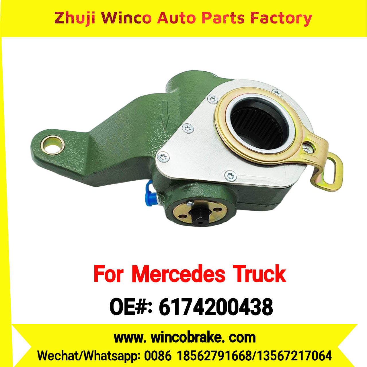 Winco OEM 6174200438 Brake Adjuster for Mercedes Benz Truck Automatic Slack Adjuster Auto Parts Brake Adjusting Arm Haldex Type 1 Hole TO FIT MERCEDES Trucks RH 26 Teeth Replace Haldex 70953