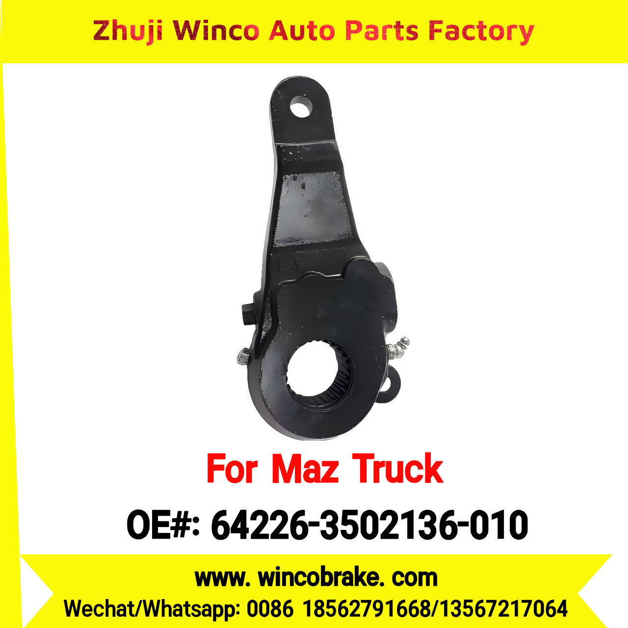 Winco OEM 64226-3502136-010 Automatic Slack Adjuster for LH 25 Teeth MAZ Truck Russian Heavy Duty Maz Serie 200