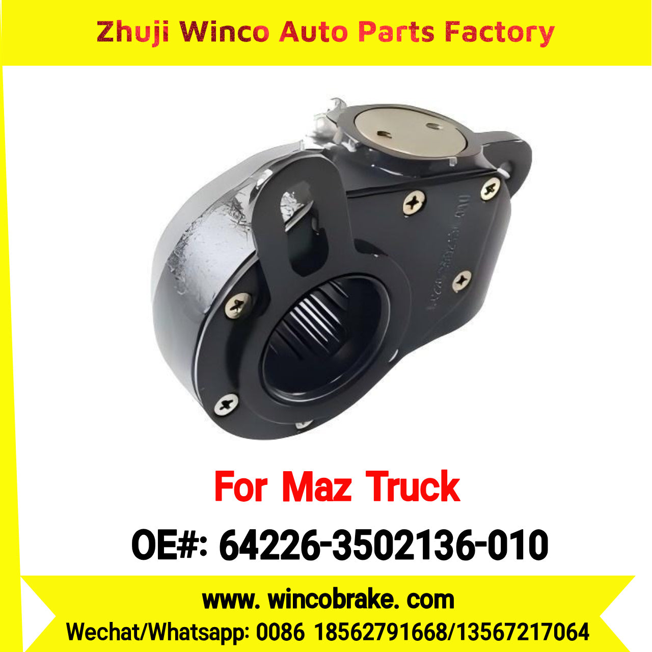 Winco OEM 64226-3502136-010 Automatic Slack Adjuster for LH 25 Teeth MAZ Truck Russian Heavy Duty Maz Serie 200