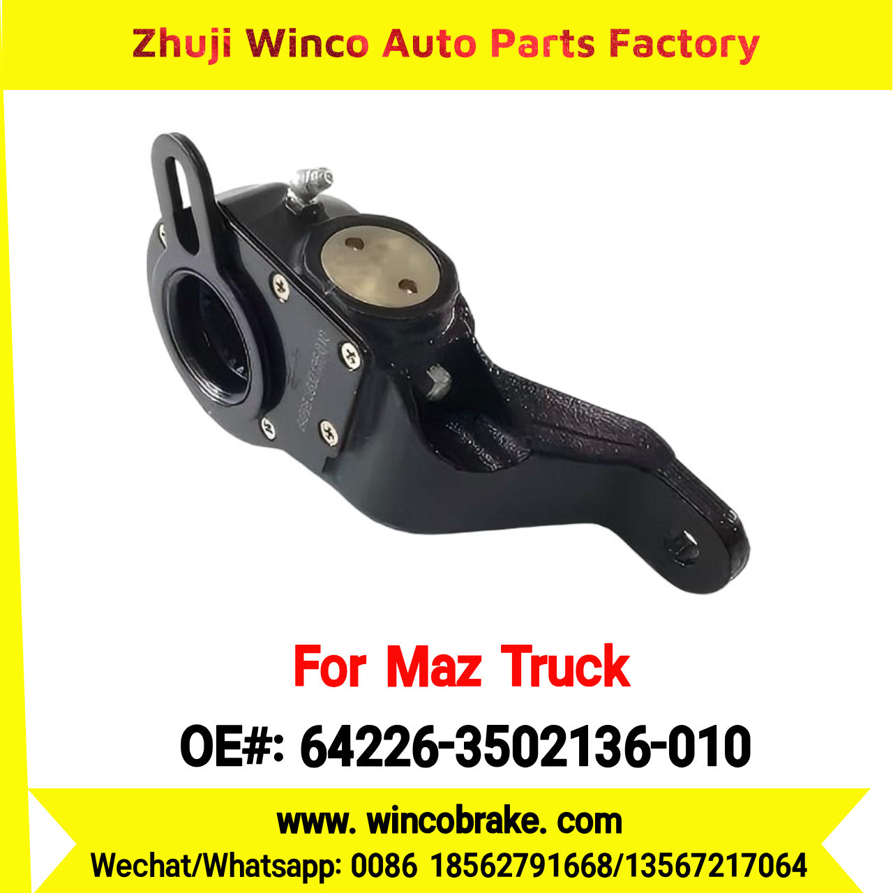 Winco OEM 64226-3502136-010 Automatic Slack Adjuster for LH 25 Teeth MAZ Truck Russian Heavy Duty Maz Serie 200