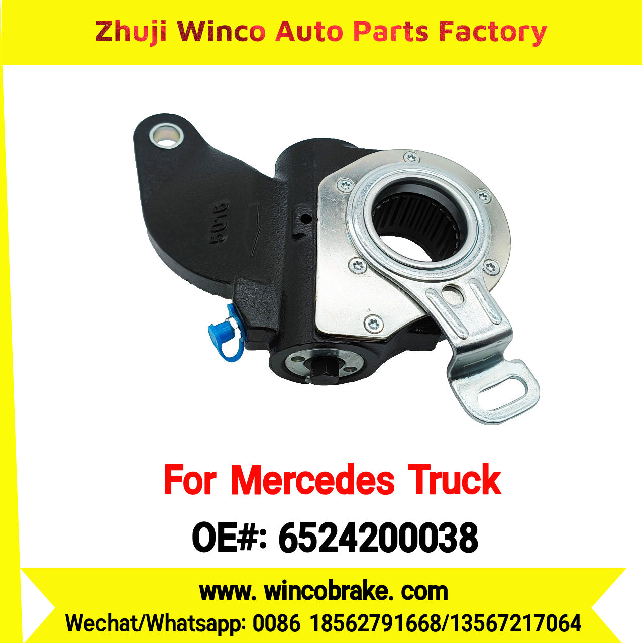 Winco OEM 6524200038 Brake Adjuster for Mercedes Benz Truck Automatic Slack Adjuster Auto Parts Brake Adjusting Arm Haldex Type 1 Hole TO FIT MERCEDES Trucks LH 26 Teeth Replace Haldex 72593