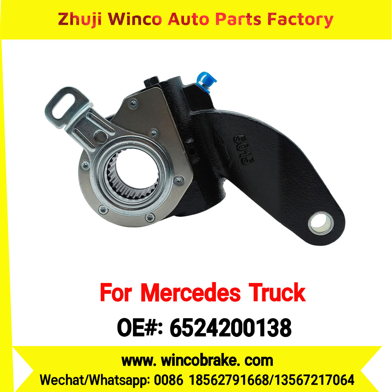 Winco OEM 6524200138 Brake Adjuster for Mercedes Benz Truck Automatic Slack Adjuster Auto Parts Brake Adjusting Arm Haldex Type 1 Hole TO FIT MERCEDES Trucks RH 26 Teeth Replace Haldex 72594