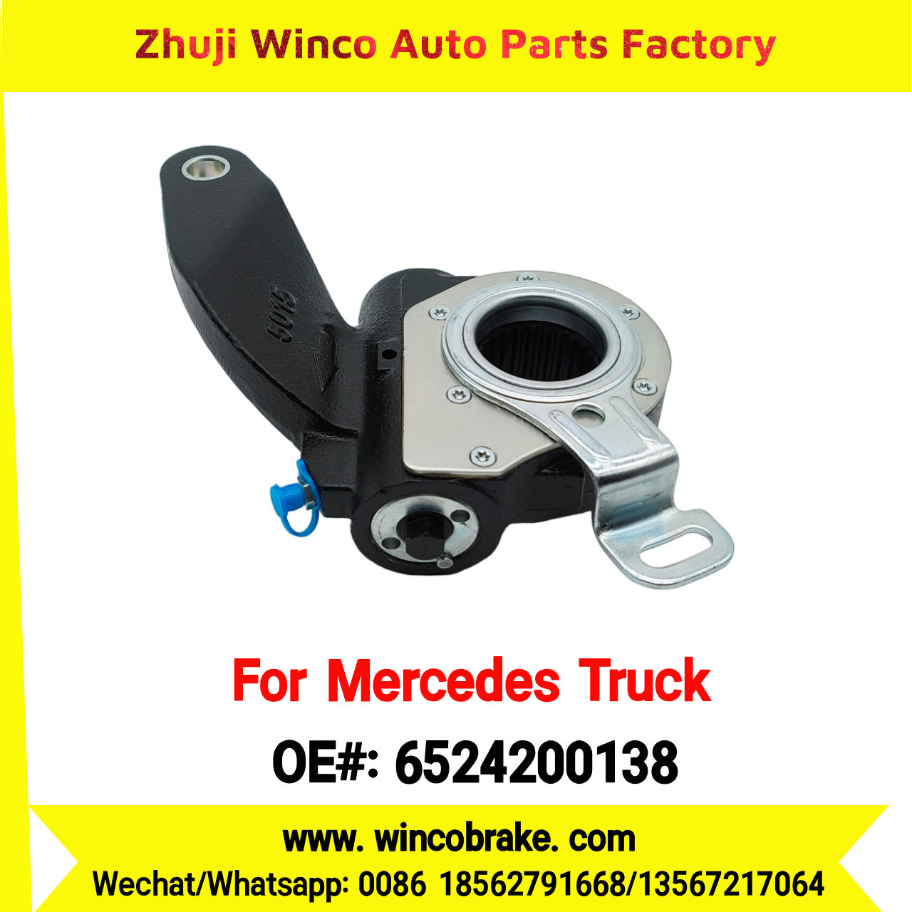 Winco OEM 6524200138 Brake Adjuster for Mercedes Benz Truck Automatic Slack Adjuster Auto Parts Brake Adjusting Arm Haldex Type 1 Hole TO FIT MERCEDES Trucks RH 26 Teeth Replace Haldex 72594