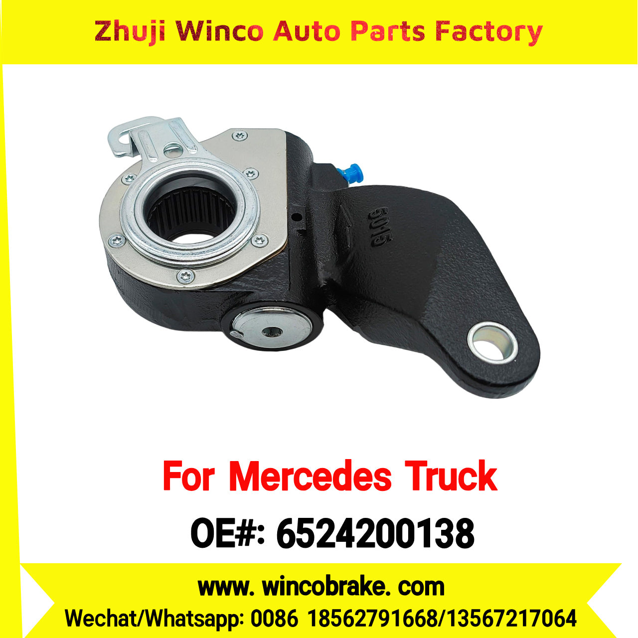 Winco OEM 6524200138 Brake Adjuster for Mercedes Benz Truck Automatic Slack Adjuster Auto Parts Brake Adjusting Arm Haldex Type 1 Hole TO FIT MERCEDES Trucks RH 26 Teeth Replace Haldex 72594