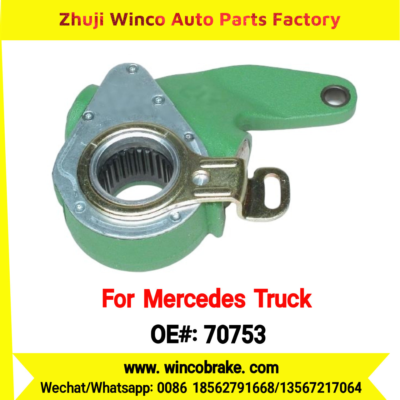 Winco OEM 70753 Brake Adjuster for Mercedes Benz Truck Automatic Slack Adjuster OEM 3894200338 Auto Parts Brake Adjusting Arm Haldex Type 1 Hole TO FIT MERCEDES Trucks RH 26 Teeth Replace Haldex 70753