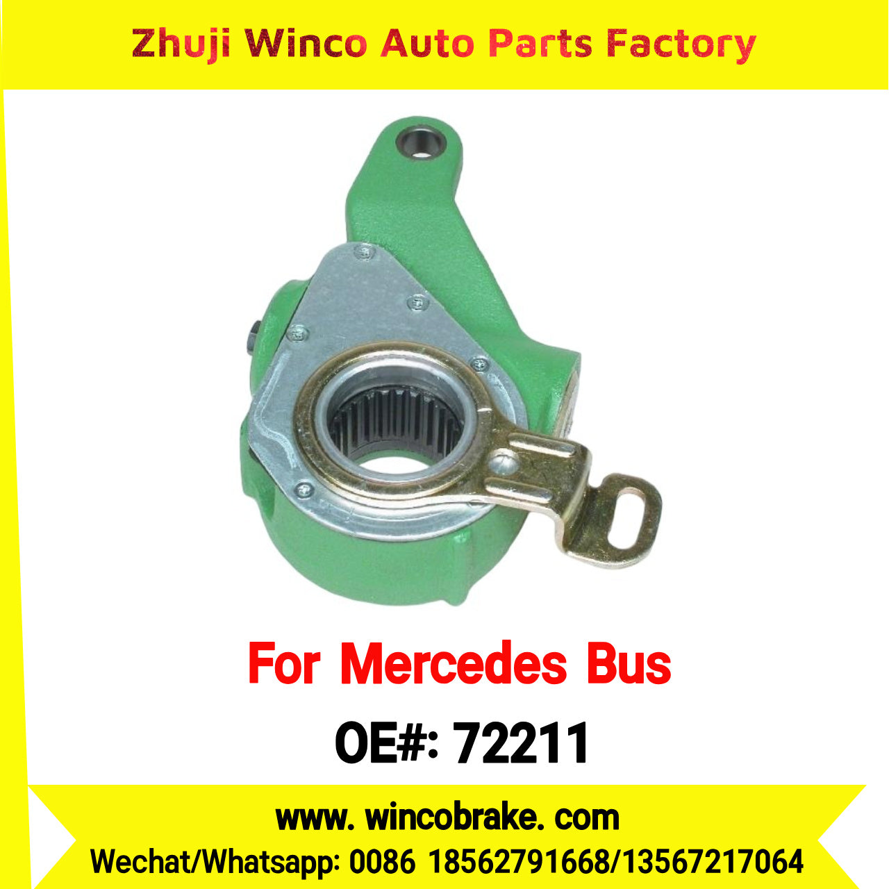 Winco OEM 72211 for Mercedes Benz Bus Automatic Slack Adjuster OEM 3574201138 Auto Parts Brake Adjusting Arm Haldex Type 1 Hole LH 26 Teeth TO FIT MERCEDES Bus Replace Haldex 72211