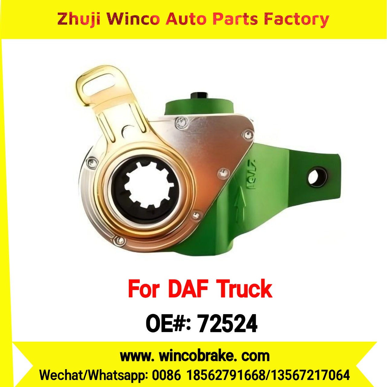 Winco OEM 72524 Automatic Slack Adjuster OEM 0159557 TO FIT DAF Truck and Bus RH Spline 10 Teeth Replaces Haldex 72524