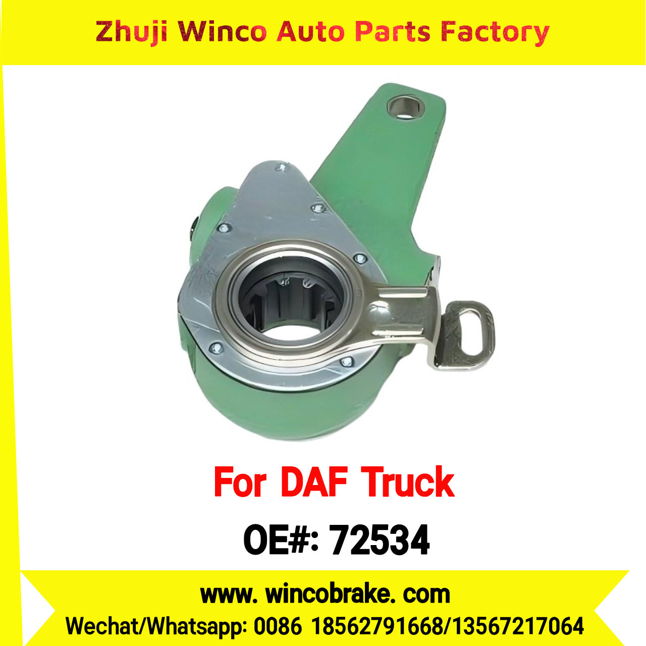 Winco OEM 72534 Automatic Slack Adjuster OEM 05375328 TO FIT DAF Truck and Bus Straight Spline 10 Teeth Replaces Haldex 72534