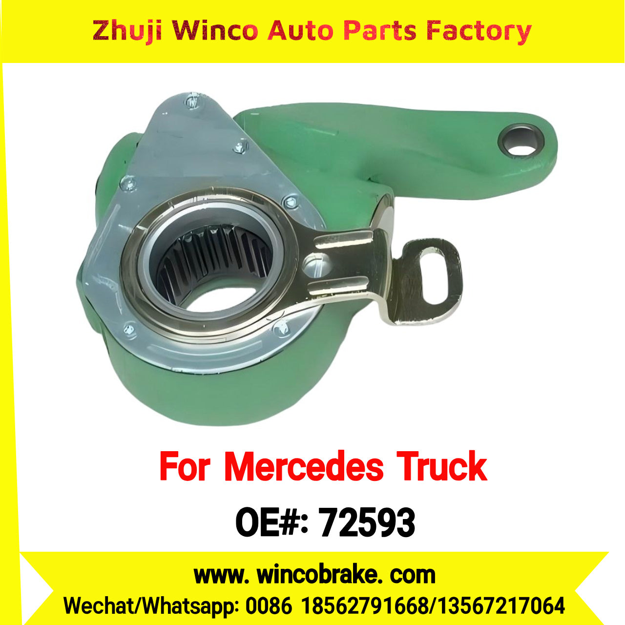 Winco OEM 72593 Brake Adjuster for Mercedes Benz Truck OEM 6524200038 Automatic Slack Adjuster Auto Parts Brake Adjusting Arm Haldex Type 1 Hole TO FIT MERCEDES TRUCKS LH 26 Teeth Replace Haldex 72593