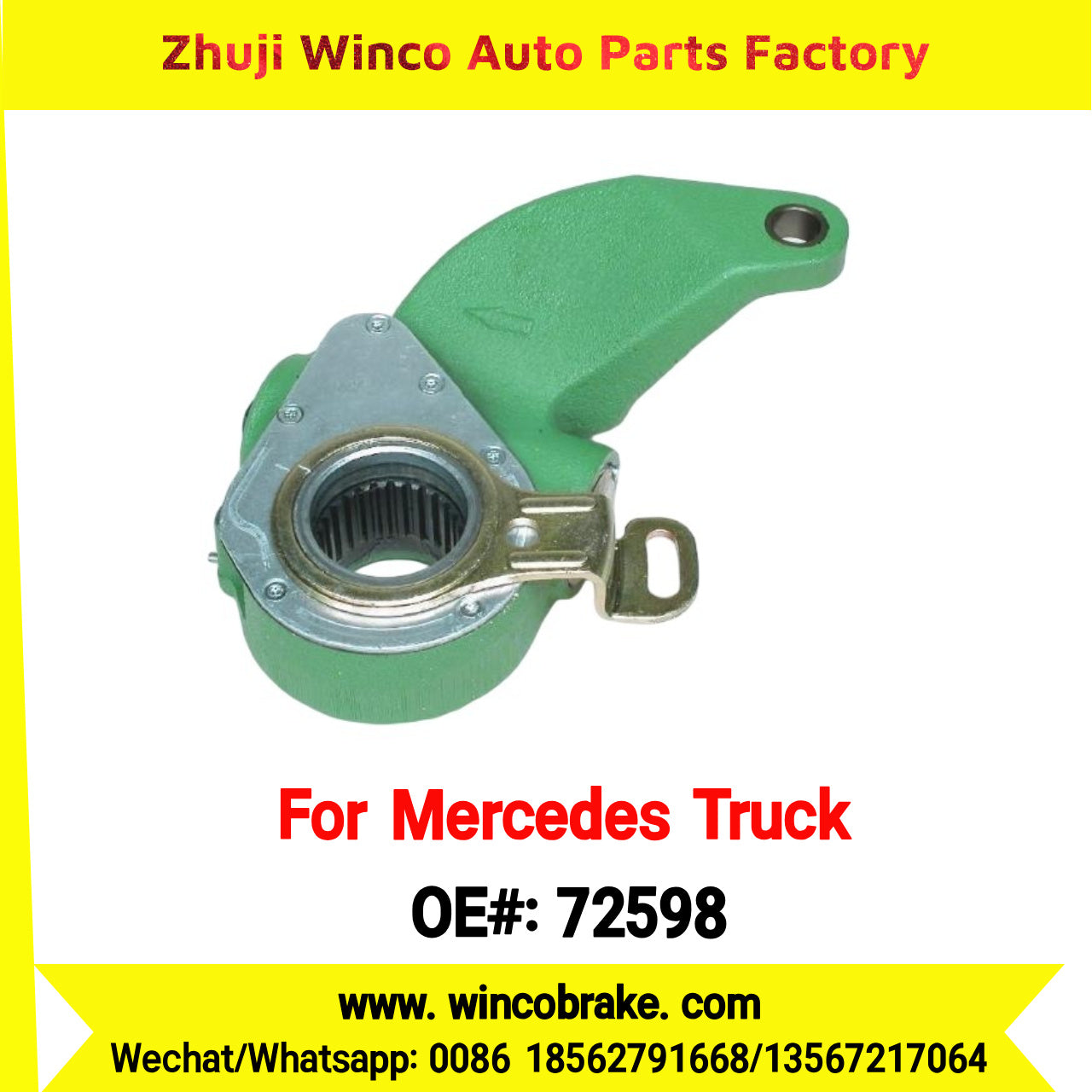 Winco OEM 72598 Brake Adjuster for Mercedes Benz Truck Automatic Slack Adjuster OEM 6524200138 Auto Parts Brake Adjusting Arm Haldex Type 1 Hole TO FIT MERCEDES Trucks RH 26 Teeth Replace Haldex 72598