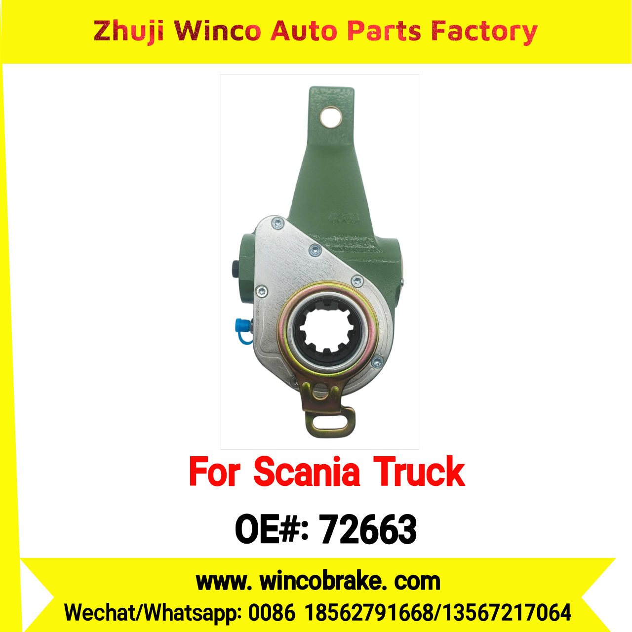 Winco OEM 72663 Automatic Slack Adjuster TO FIT Scania TRUCK Replaces OEM 1112829, 3705, 384417, 042.398