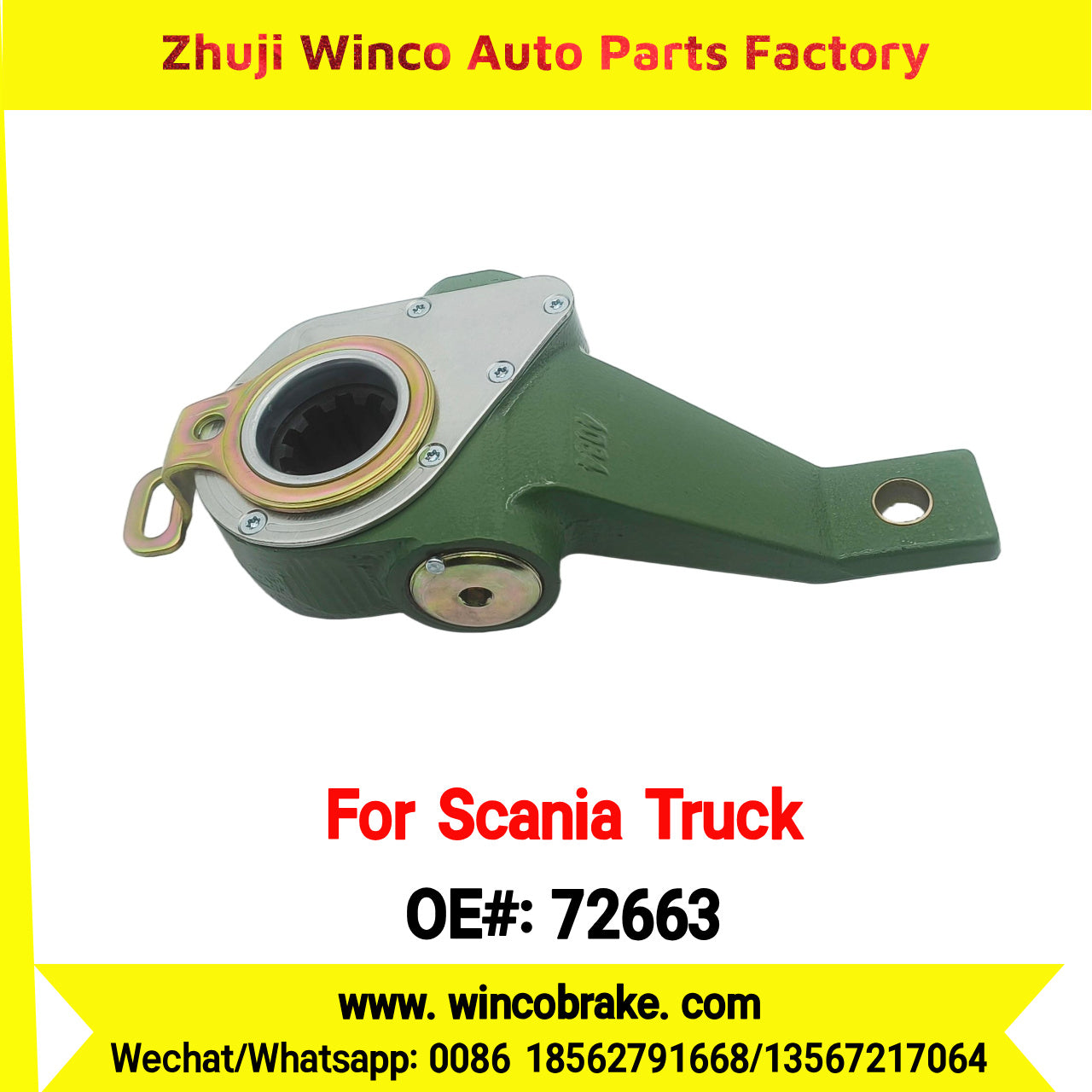 Winco OEM 72663 Automatic Slack Adjuster TO FIT Scania TRUCK Replaces OEM 1112829, 3705, 384417, 042.398