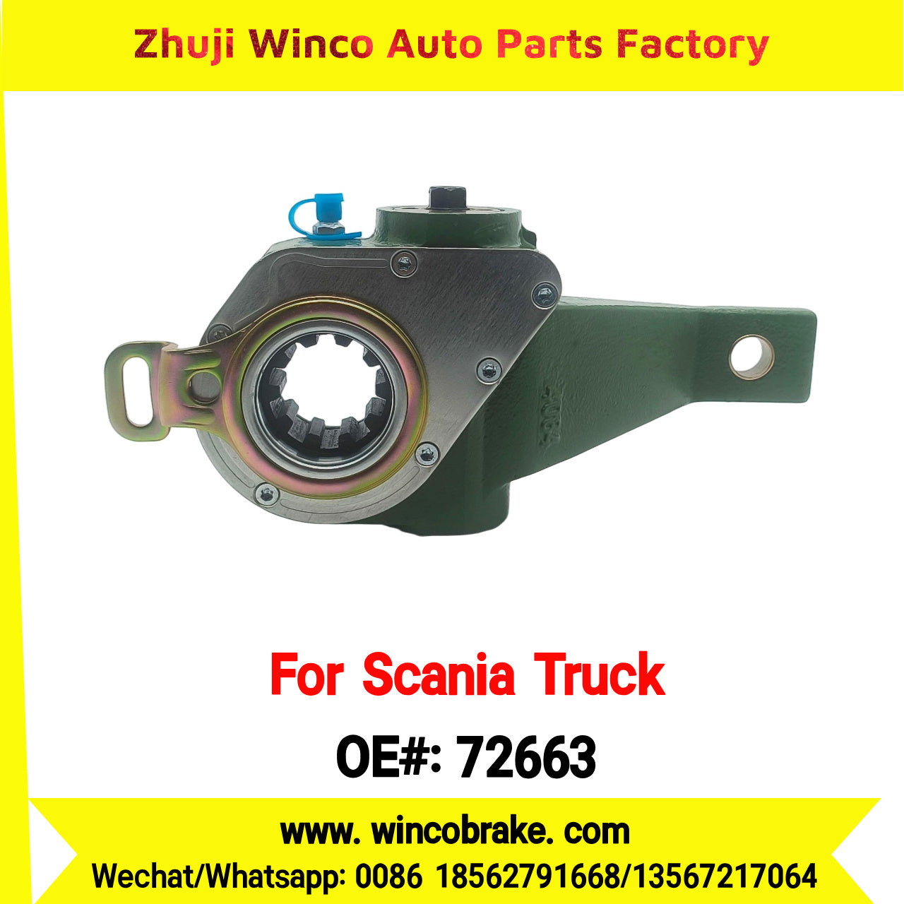 Winco OEM 72663 Automatic Slack Adjuster TO FIT Scania TRUCK Replaces OEM 1112829, 3705, 384417, 042.398