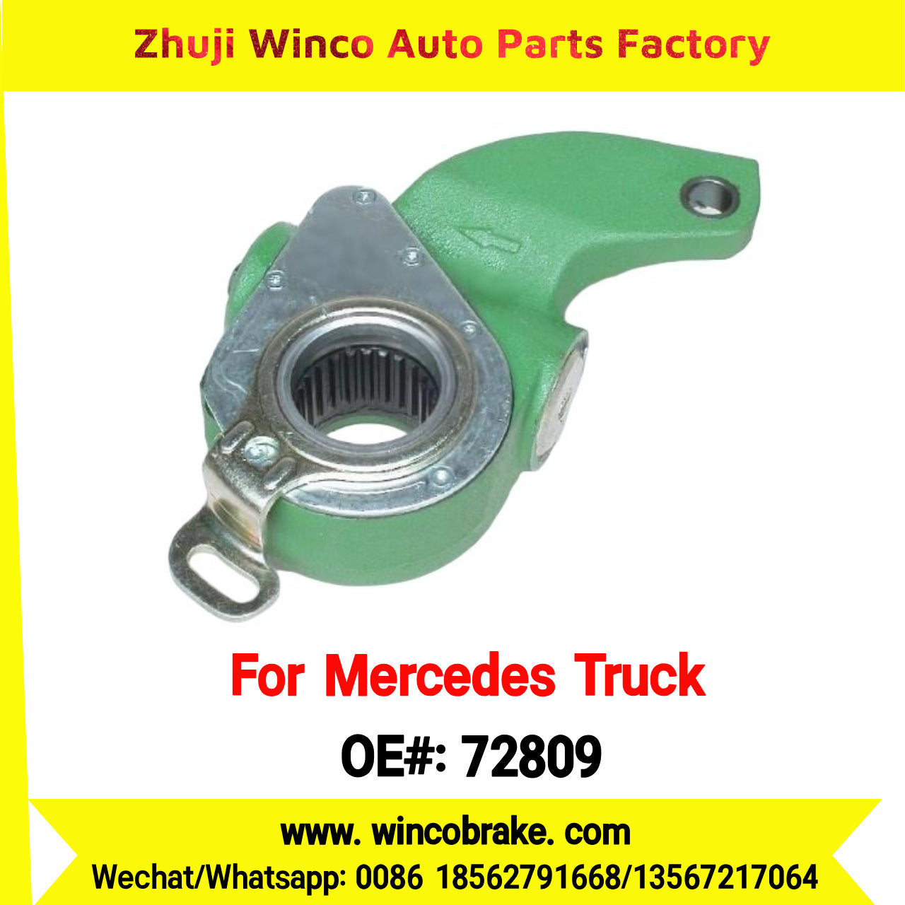 Winco OEM 72809 Brake Adjuster for Mercedes Benz Truck Automatic Slack Adjuster OEM 3574201338 Auto Parts Brake Adjusting Arm Haldex Type 1 Hole TO FIT MERCEDES Trucks LH 26 Teeth Replace Haldex 72809