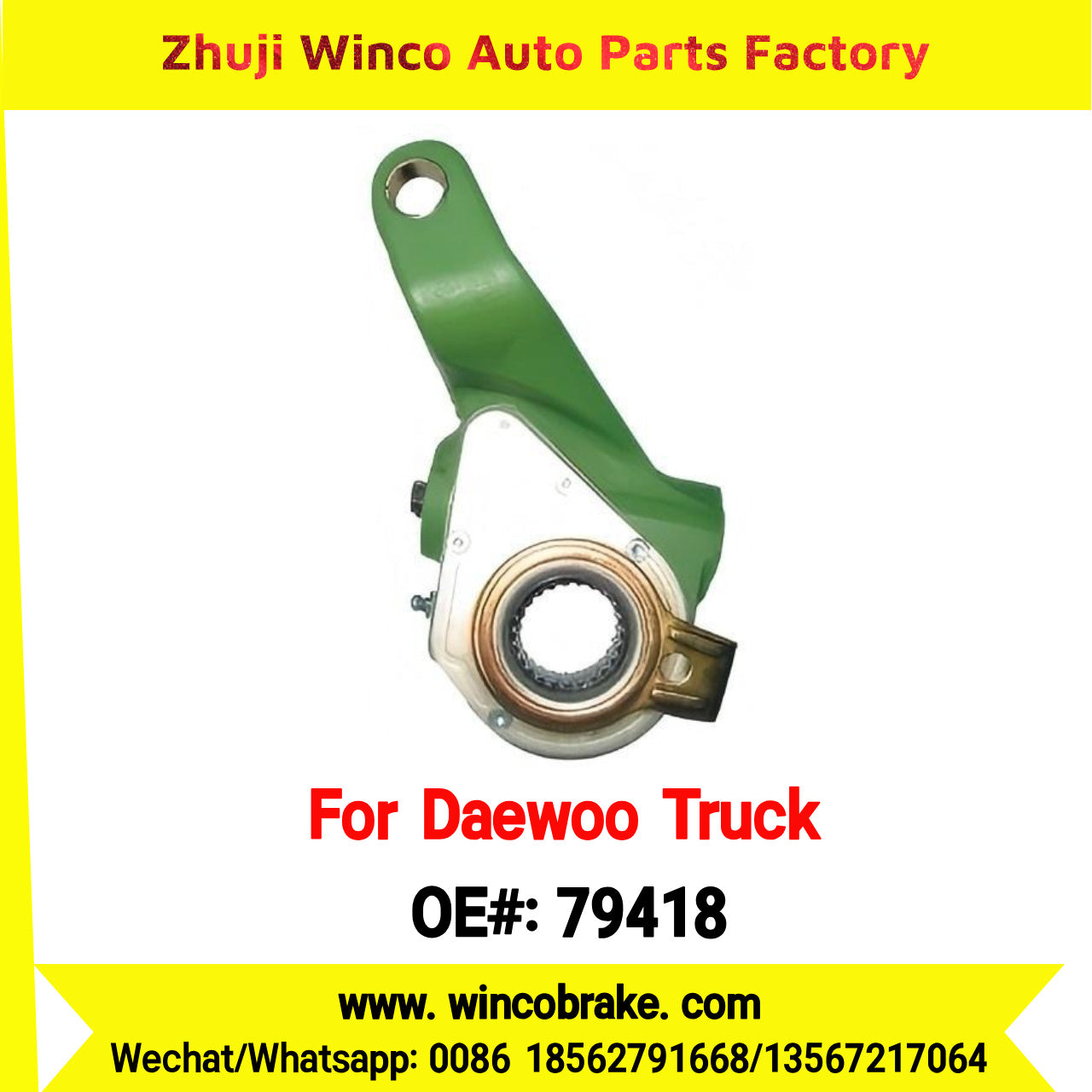 Winco OEM 79418 Automatic Slack Adjuster Suit to DAEWOO Trucks Parts RH 25 Teeth South Korea Southeast Asia Market To Replace Haldex 79418