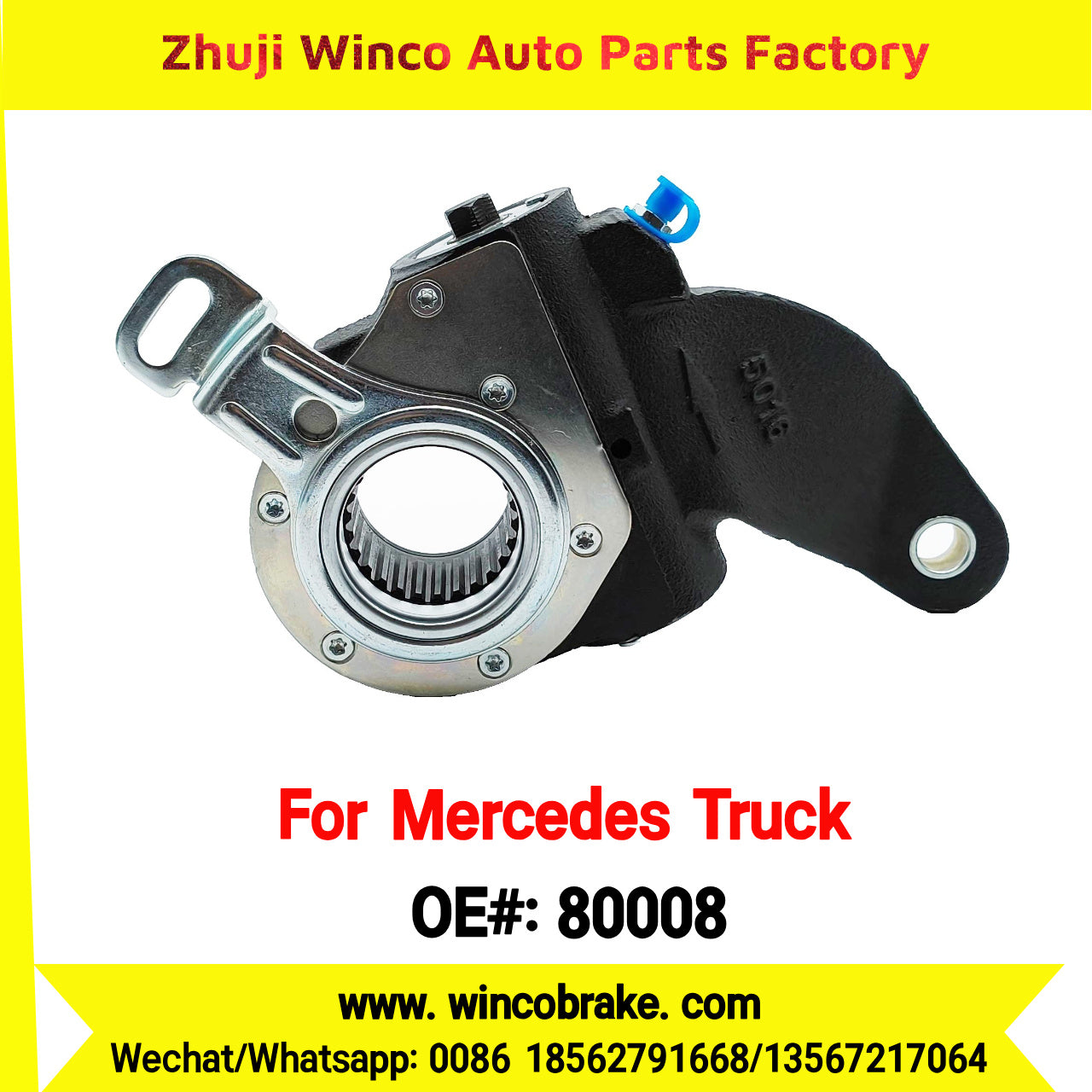 Winco OEM 80008 Brake Adjuster for Mercedes Benz Truck Automatic Slack Adjuster OEM 9454200038 Auto Parts Brake Adjusting Arm Haldex Type 1 Hole TO FIT MERCEDES Trucks LH 26 Teeth Replace Haldex 80008