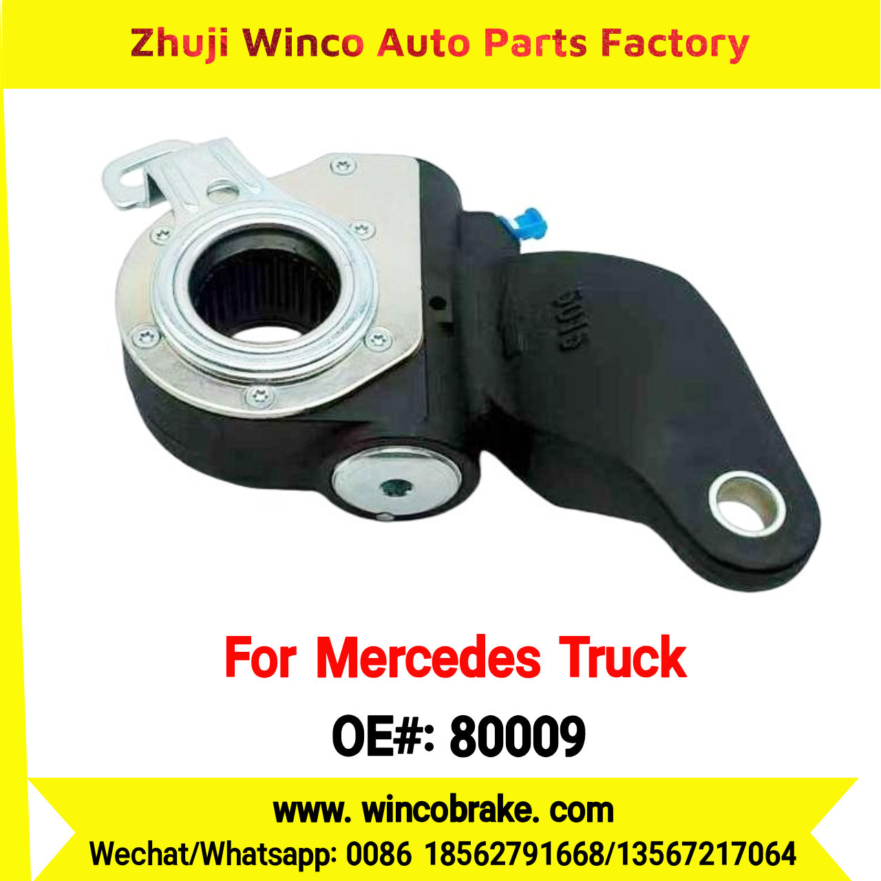 Winco OEM 80009 Brake Adjuster for Mercedes Benz Truck Automatic Slack Adjuster OEM 9454200138 Auto Parts Brake Adjusting Arm Haldex Type 1 Hole TO FIT MERCEDES Trucks RH 26 Teeth Replace Haldex 80009