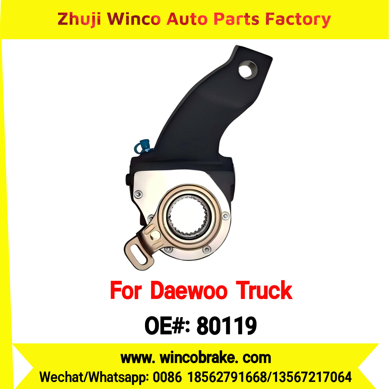 Winco OEM 80119 Automatic Slack Adjuster for Korean Daewoo Trucks 25 Teeth to Southeast Asia Market