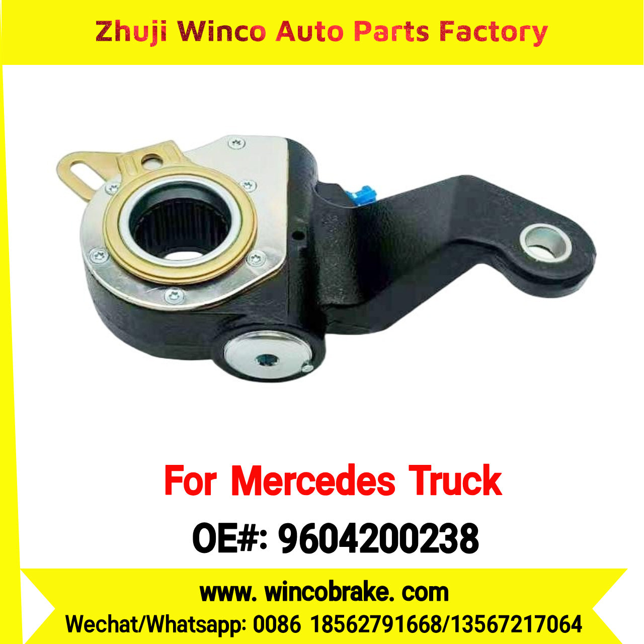 Winco OEM 9604200238 Brake Adjuster for Mercedes Benz Truck Automatic Slack Adjuster Auto Parts Brake Adjusting Arm Haldex Type 1 Hole TO FIT MERCEDES Trucks 26 Teeth Replace Haldex 80651