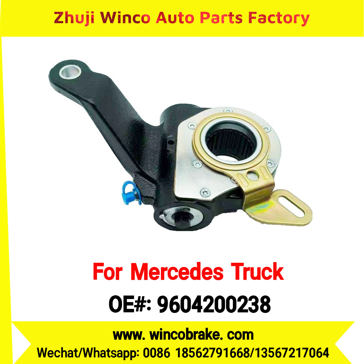 Winco OEM 9604200238 Brake Adjuster for Mercedes Benz Truck Automatic Slack Adjuster Auto Parts Brake Adjusting Arm Haldex Type 1 Hole TO FIT MERCEDES Trucks 26 Teeth Replace Haldex 80651