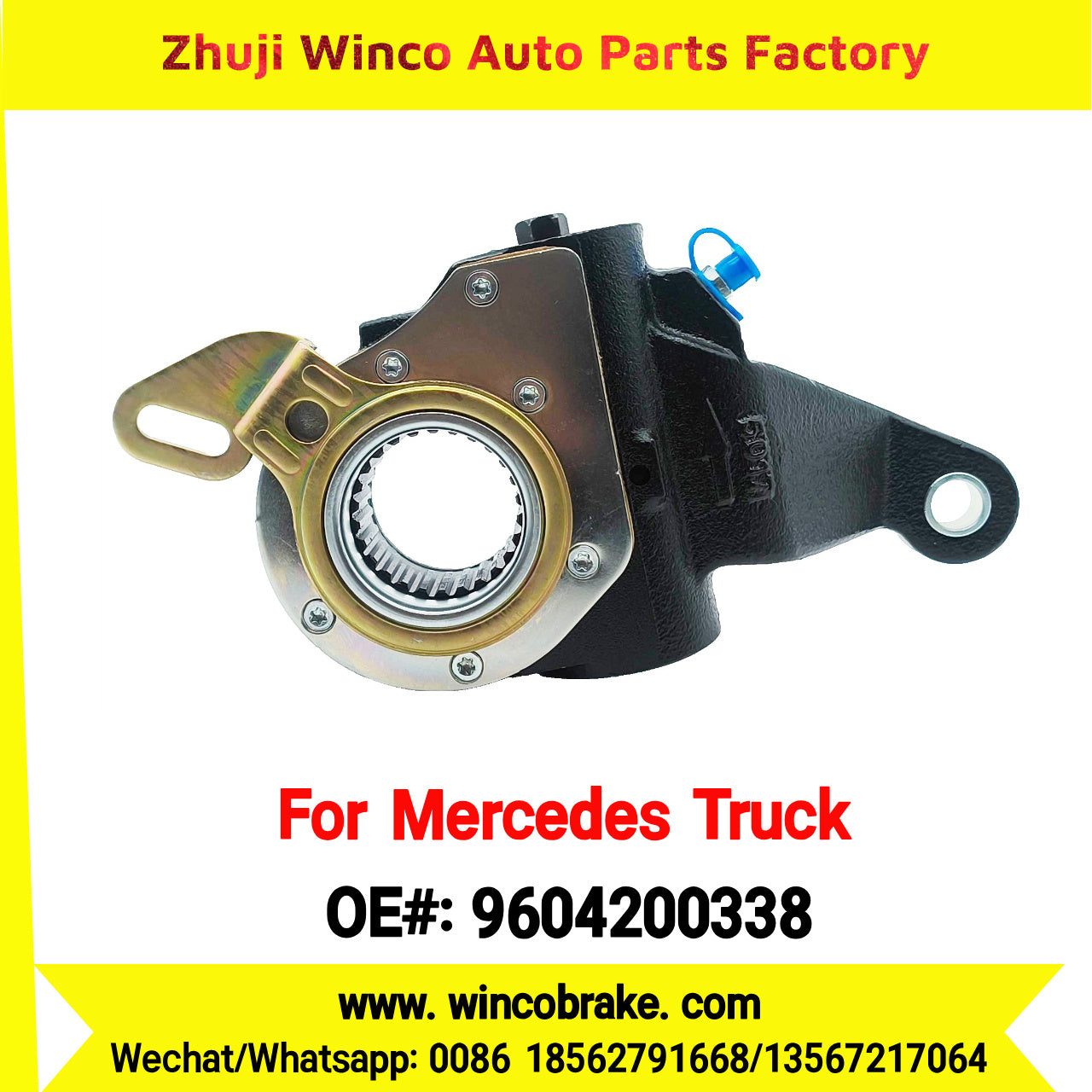 Winco OEM 9604200338 Brake Adjuster for Mercedes Benz Truck Automatic Slack Adjuster Auto Parts Brake Adjusting Arm Haldex Type 1 Hole TO FIT MERCEDES Trucks 26 Teeth Replace Haldex 80651