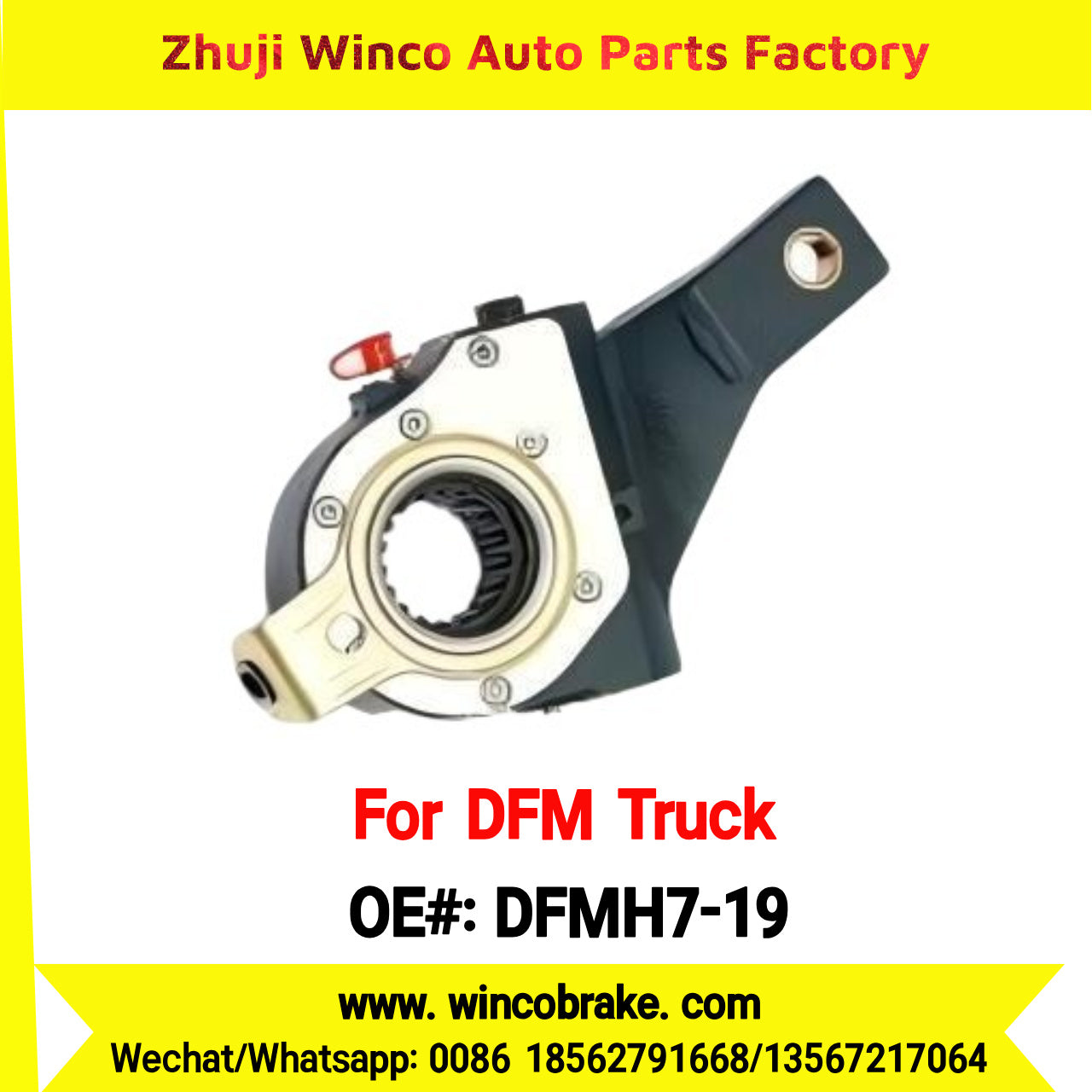 Winco OEM DFMH7-19 Automatic Slack Adjuster for Suit to Chinese DONGFENG DFM Liuqi Chenglong H7 Truck Rear LH / RH 19 teeth