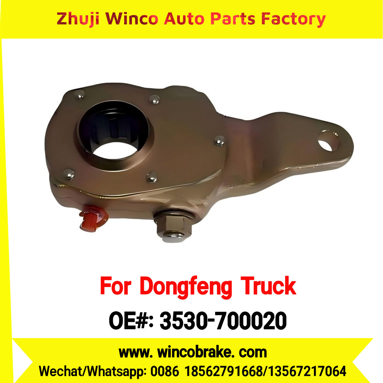 Winco OEM JY3502205-1H Export China Fangsheng 457 Axle Brake Slack Adjuster Rear Left for Dongfeng Liuqi Chenglong Truck