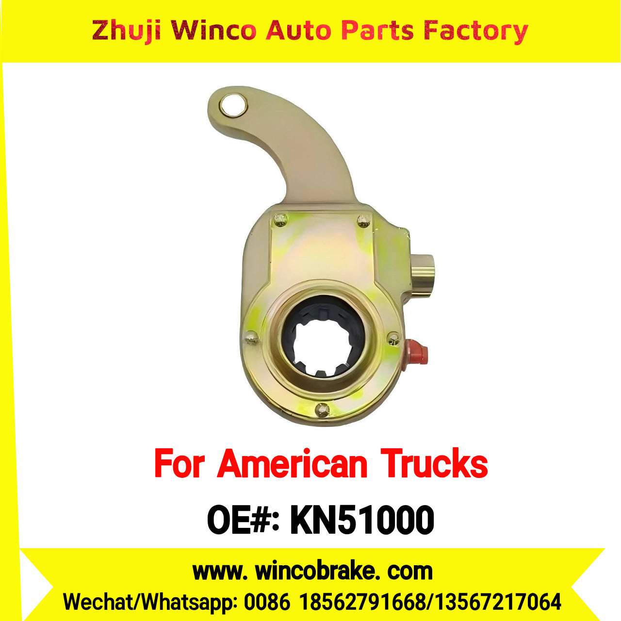 Winco OEM KN51000 Manual Slack Adjuster for American Trucks 1-1/2in with 10 Teeth Brake Systems Accessory