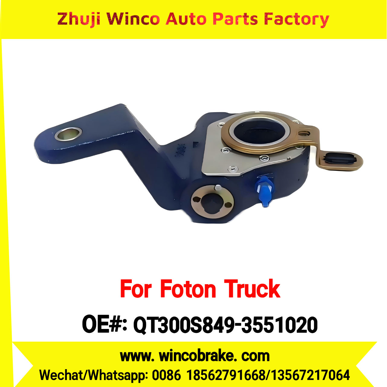 Winco OEM QT300S849-3551020 Automatic Slack Adjuster for Suit to China Qingte Axle Foton Trucks 26 Teeth