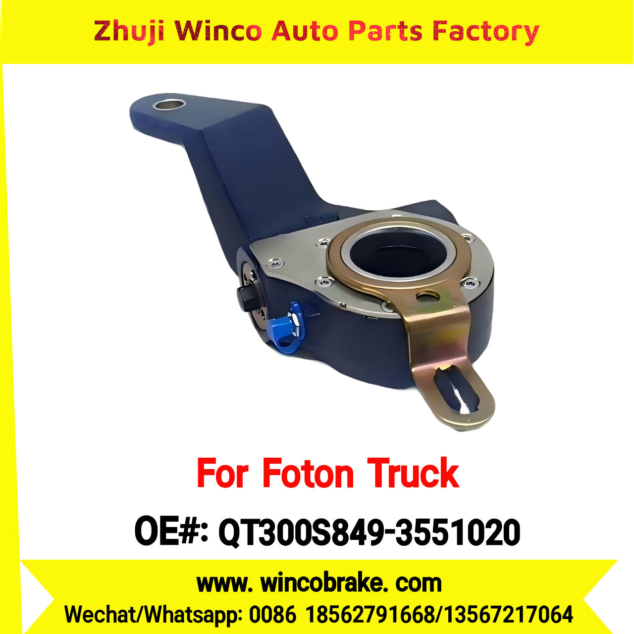 Winco OEM QT300S849-3551020 Automatic Slack Adjuster for Suit to China Qingte Axle Foton Trucks 26 Teeth