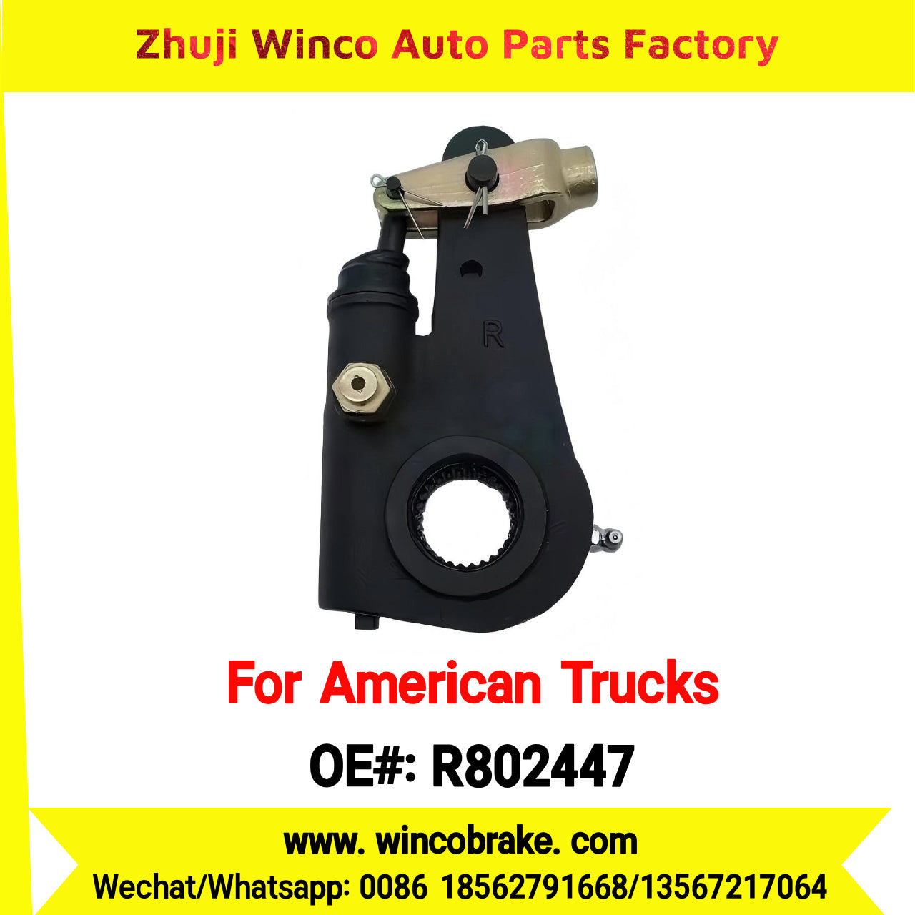 Winco OEM R802447 Export American Truck Automatic Slack Adjuster to Replaces Meritor for Mack Truck/International Truck/Western Star Truck