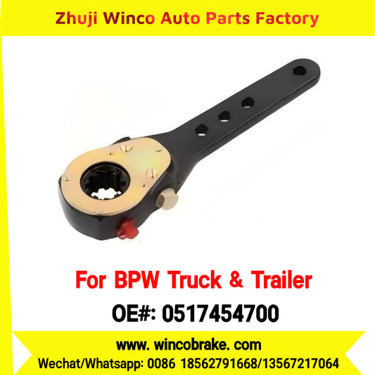 Winco OEM 0517454700 Manual Brake Slack Adjuster for BPW Truck Replace Haldex Straight 4 Holes 10 Teeth