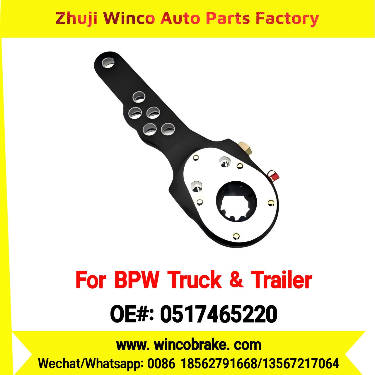 Winco OEM 0517465220 BPW Truck & Trailer Brake Adjuster 6-Hole 10-Tooth 100001760 Slack Adjuster Supply