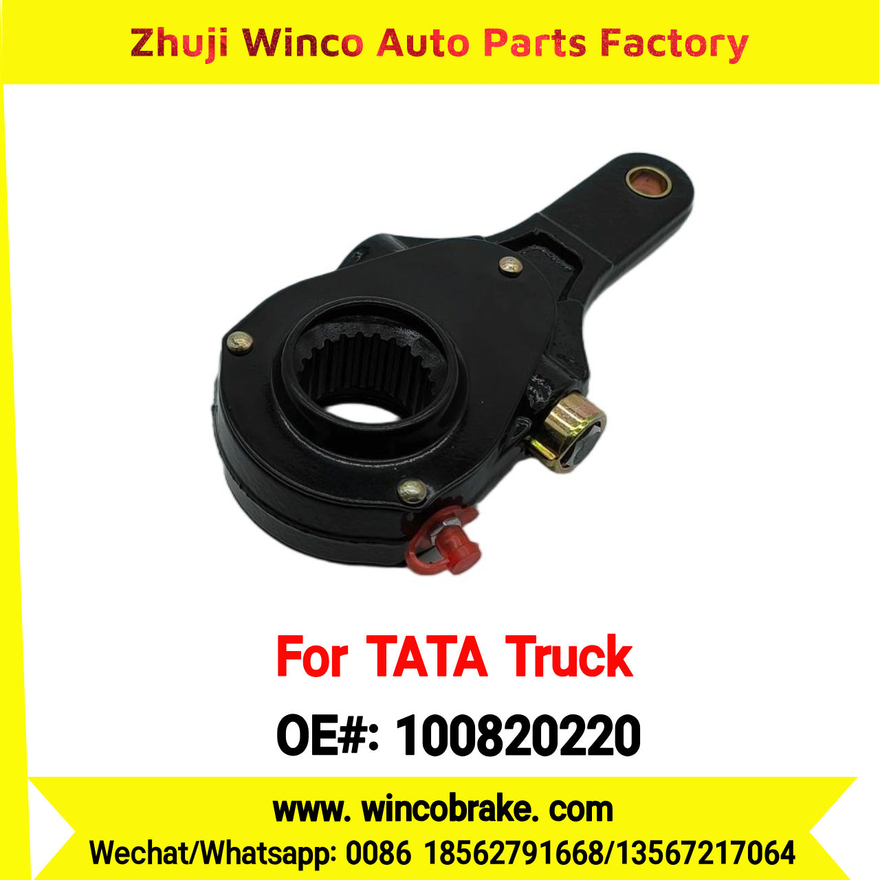 Winco OEM 100820220 Manual Slack Adjuster for India Series TATA Trucks Parts TATA MOTORS Straight 1 Hole BIG 24 TEETH New Condition Brake Assembly