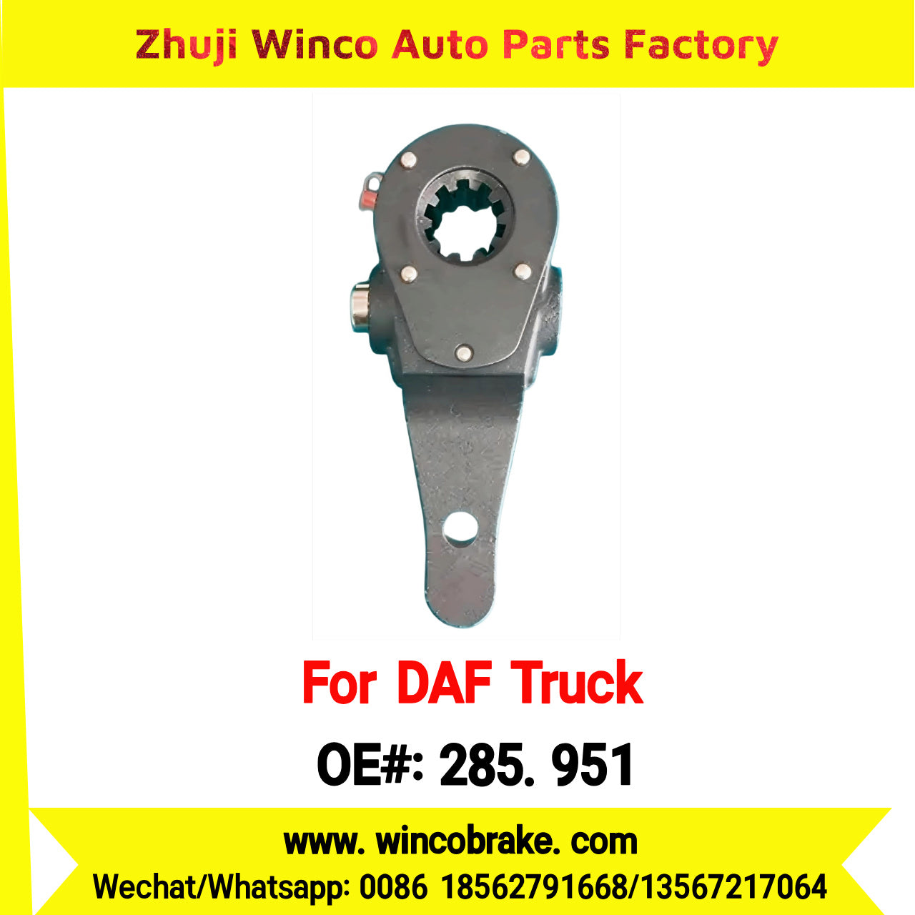 Winco OEM 285.951 Manual Slack Adjuster TO FIT DAF Truck LH Spline 10 Teeth Replaces Haldex