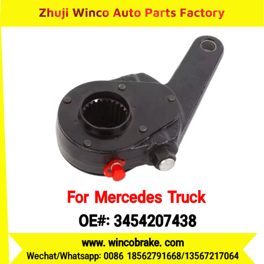 Winco OEM 3454207438 Brake Adjuster for Mercedes Benz Truck Manual Slack Adjuster OEM 0004200438 Auto Parts Brake Adjusting Arm Haldex Type 1 Hole TO FIT MERCEDES Trucks Straight 26 Teeth Replace Haldex