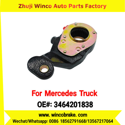 Winco OEM 3464201838 Brake Adjuster for Mercedes Benz Truck Manual Slack Adjuster Auto Parts Brake Adjusting Arm Haldex Type 1 Hole TO FIT MERCEDES Trucks LH 26 Teeth Replace Haldex